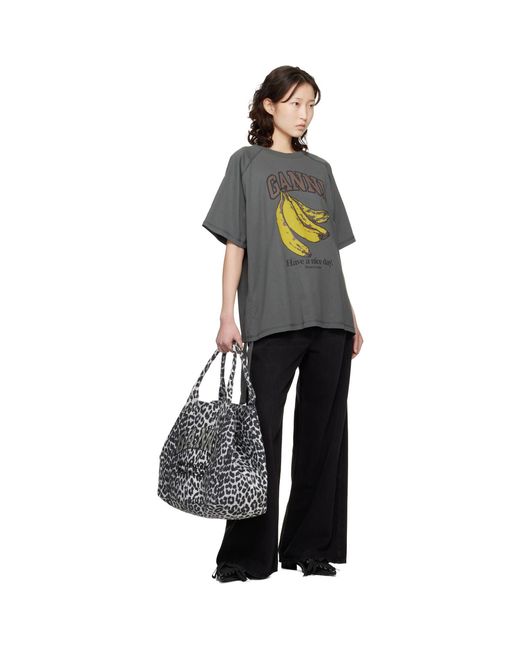 Ganni Black Leopard Sequin Xxl Tote