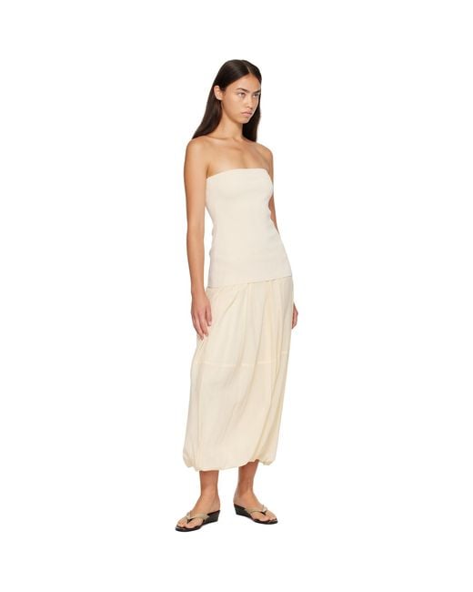 St. Agni Natural Off- Strapless Balloon Hem Maxi Dress