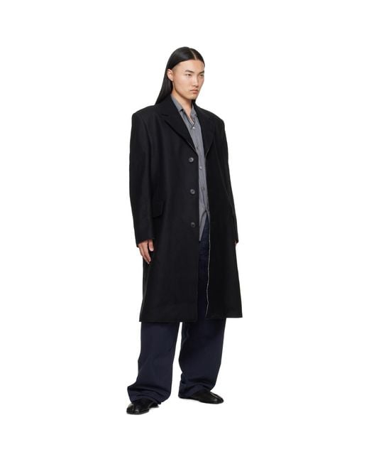 MM6 by Maison Margiela Black Wool Felt Single-Breasted Coat for men