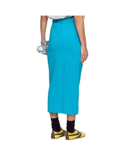 Dries Van Noten Blue Knotted Jersey Midi Skirt