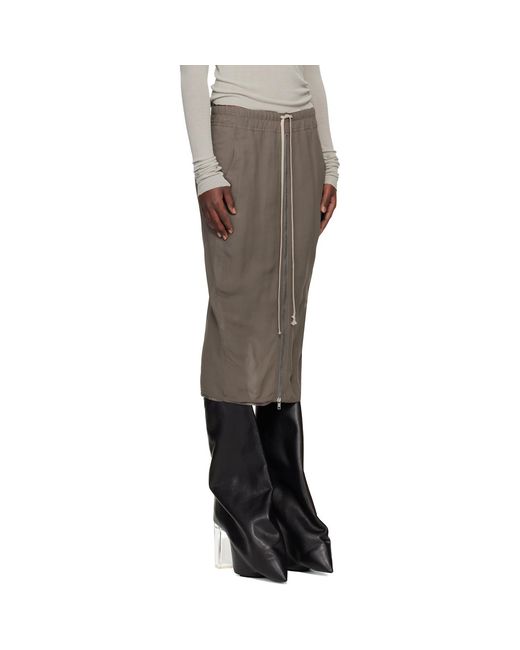 Rick Owens Black Temple Zipped Short Pillar Midi Skirt