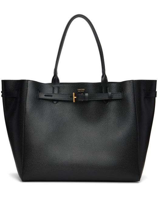 Tom Ford Black Grain Leather Large Tote