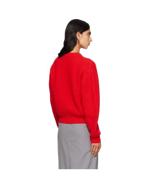 Jil Sander Red Wool Crew-Neck Sweater