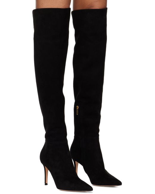 Gianvito Rossi Black Jules 85 Suede Over-the-knee Boots