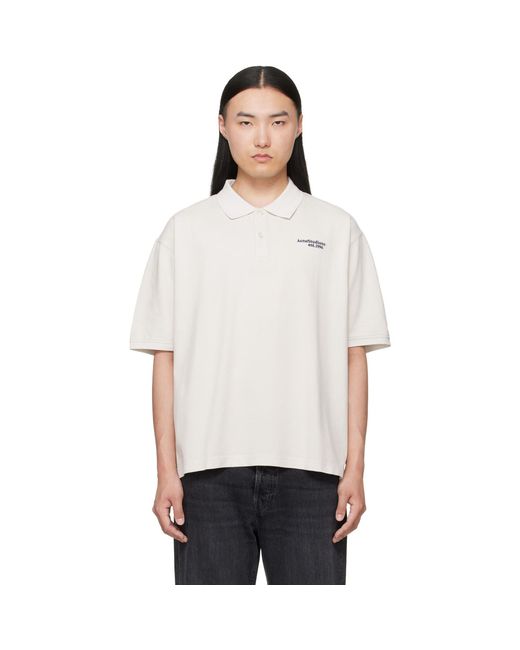 Acne White Off- Washed Logo Polo for men