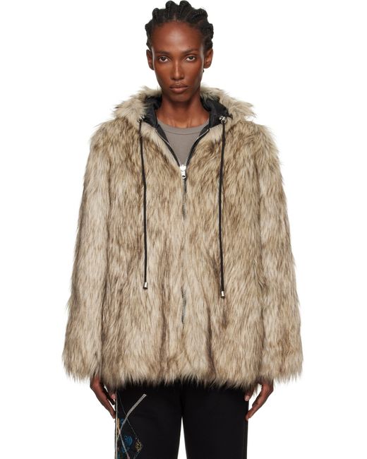 OPEN YY Hood Reversible Faux-Fur Jacket in Natural | Lyst UK
