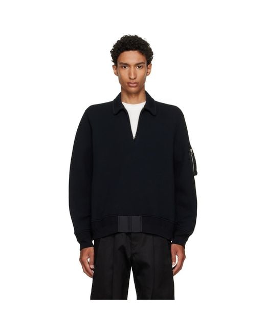 Sacai Black Sponge Sweat Polo for men