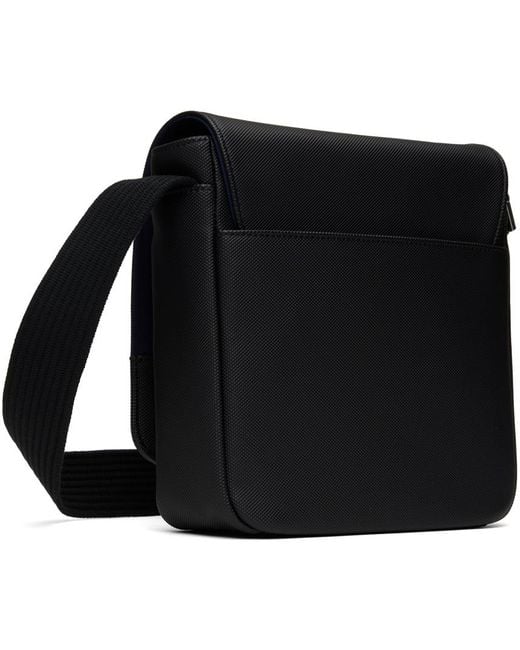 Lacoste Black Slimline Flap Close Bag for men