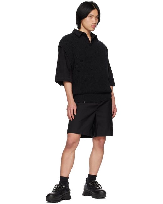 C2H4 Black Corbusian Fold-over Shirt for men