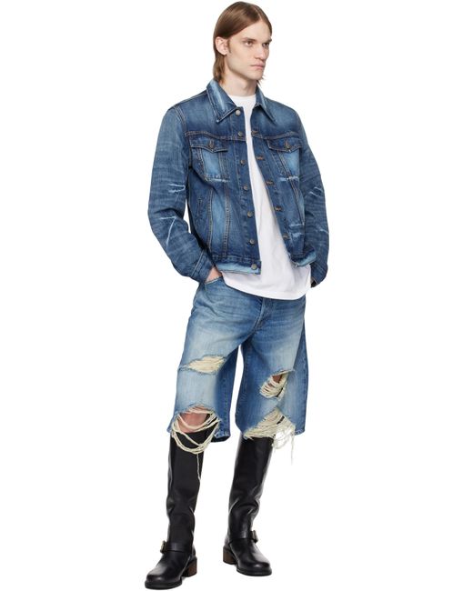 メンズ Cout de la Liberte ブルー Johnny Crispy Rigid トラッカー デニムジャケット Blue