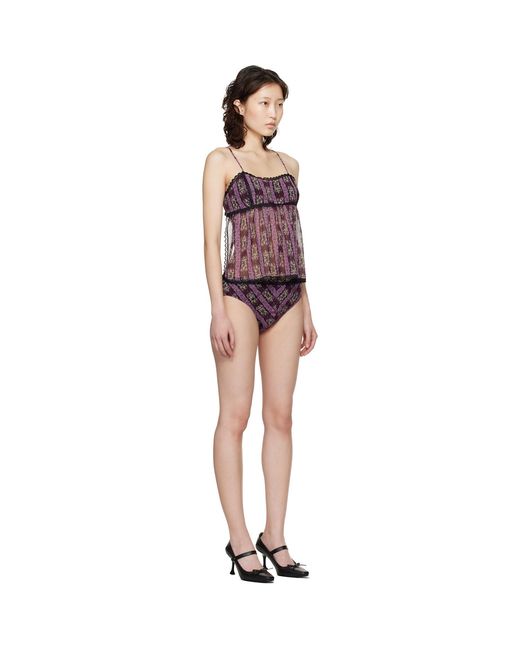 Anna Sui Black Cameo Stripe Print Sun Suit Bikini