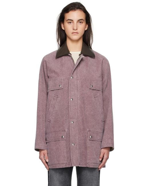 AURALEE Washed Organic Canvas Hunting Jacket in Purple | Lyst
