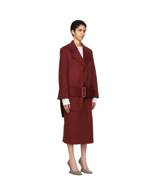 Ferragamo Red Long Wool Coat