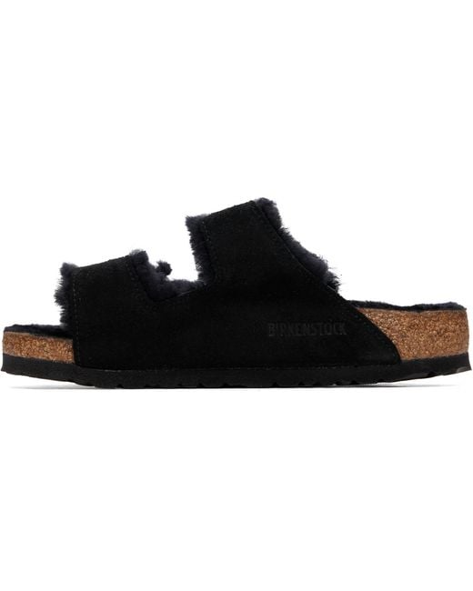 Birkenstock Black Regular Arizona Shearling Sandals