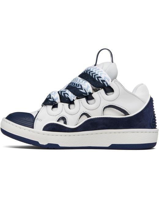 Baskets Curb Blanc Et Bleu Marine En Cuir Lanvin pour homme en coloris Black