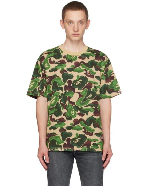 A Bathing Ape Green Art Camo Ape Head One Point T-shirt for men