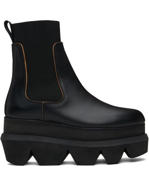 Sacai ブラック レザー チェルシーブーツ Black