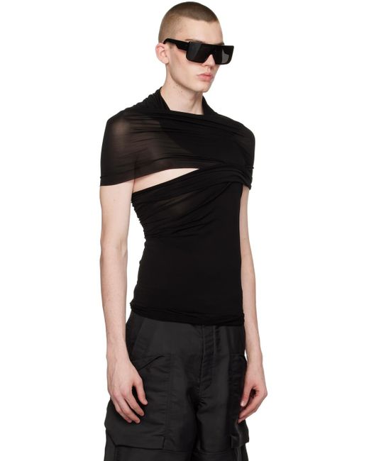 T-shirt dbl noir à assemblage drapé Rick Owens pour homme en coloris Black