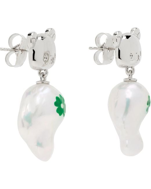 Jiwinaia Green Rilakkuma Edition Clover Baroque Pearl Earrings
