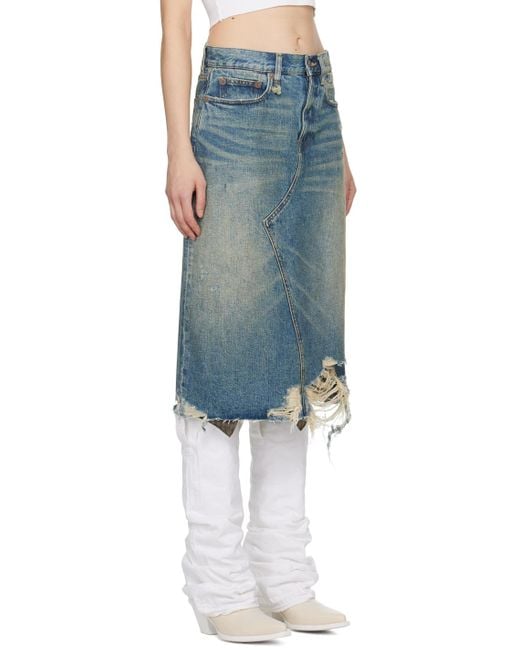 R13 Blue Jesse Denim Midi Skirt