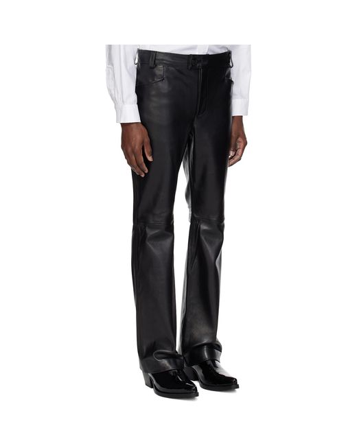 Ernest W. Baker Black Flare Leather Pants for men