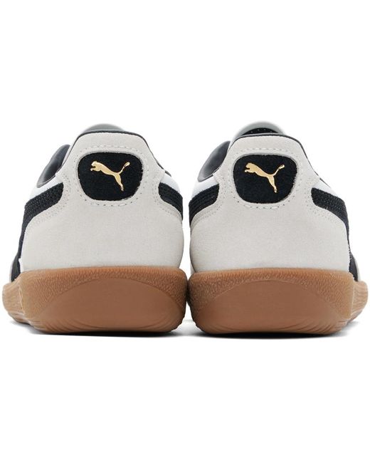 PUMA Black White & Taupe Palermo Leather Sneakers for men