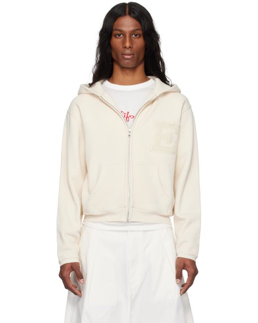 【関税込み】ERL オフホワイト Varsity ジップアップフーディ メンズ ERL オフホワイト Varsity ジップアップフーディ