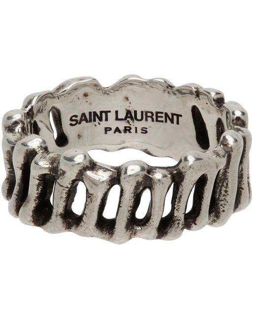 Saint Laurent Metallic Bones Ring for men