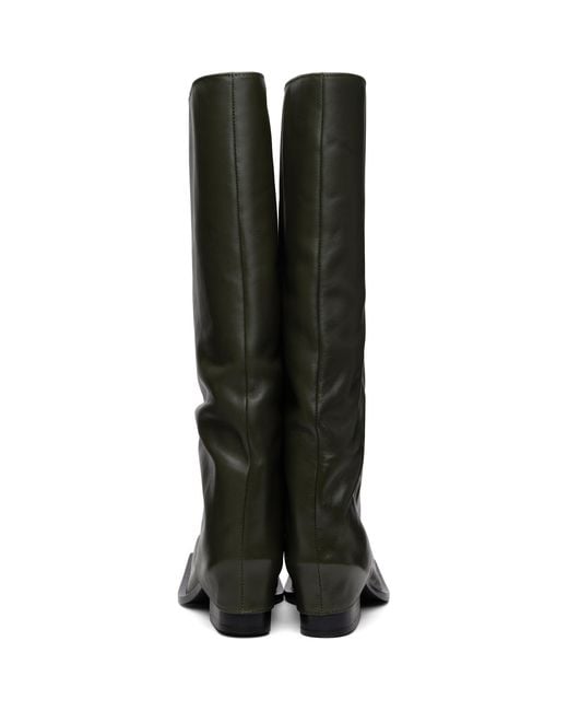 FIDAN NOVRUZOVA Black Khaki Havva Chunky Heel Tall Boots