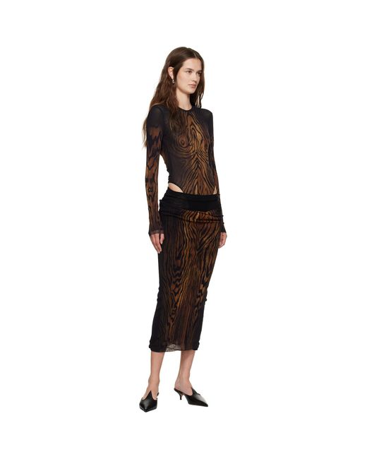 Jean Paul Gaultier Black 'The Long Draped Wood' Midi Skirt