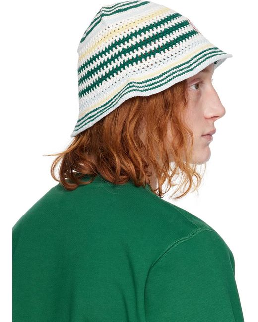 Casablancabrand Green Color Monogram Crochet Bucket Hat for men