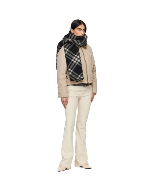 Burberry Natural Shearling Collar Gabardine Down Bomber Jacket