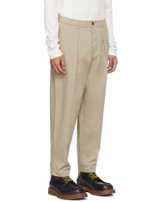 Universal Works Natural Pleated Trousers for men