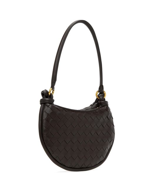 Bottega Veneta Black Brown Small Gemelli Shoulder Bag