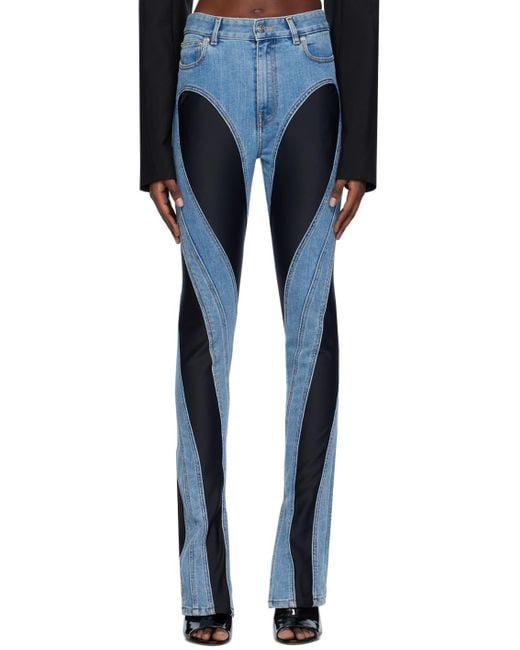Mugler Blue & Black Spiral Jeans