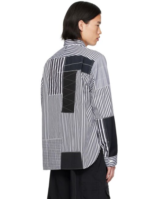 Chemise blanc et noir à panneaux Junya Watanabe pour homme en coloris Gray