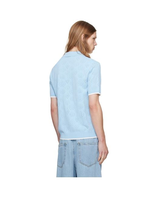 Casablanca Blue Pointelle Polo for men