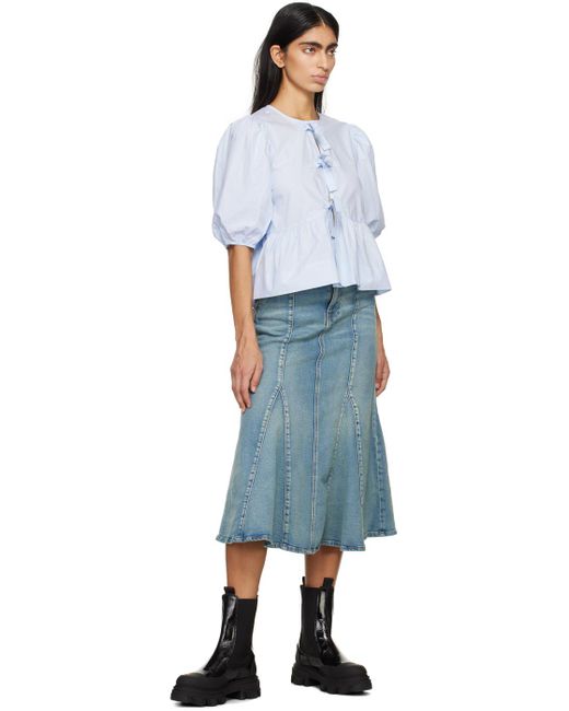 Ganni Blue Tint Denim Maxi Skirt
