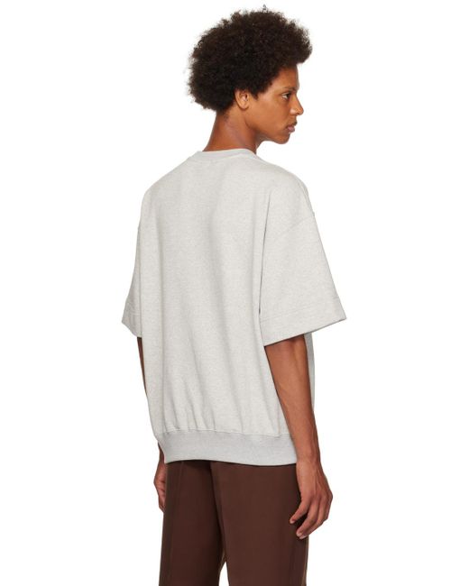 Jil Sander White Gray Raglan Sleeve Sweatshirt for men