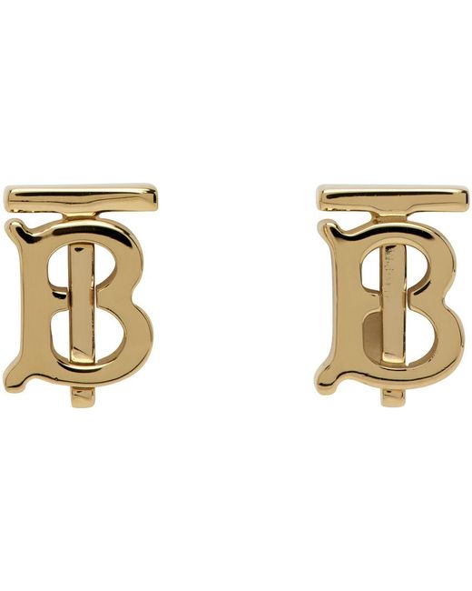 Burberry Black Gold Monogram Motif Earrings