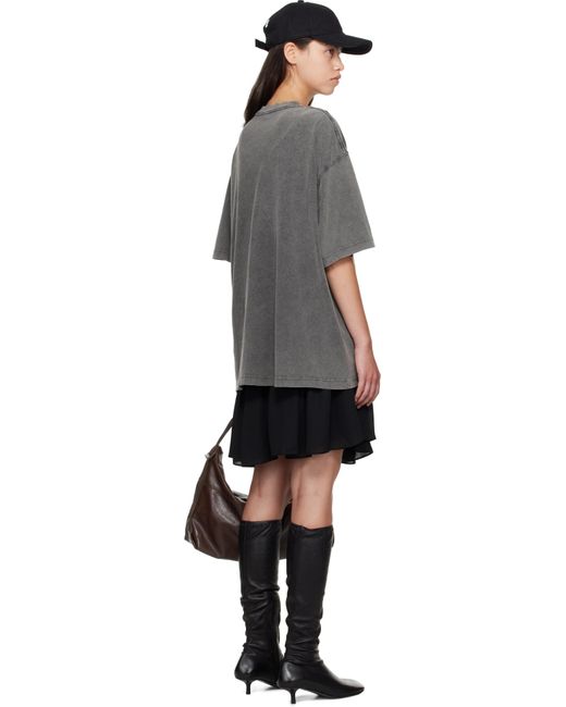 Acne グレー＆ブラック Tシャツ ミニワンピース Black