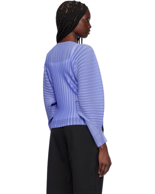 Pleats Please Issey Miyake Blue Rib Pleats February Cardigan