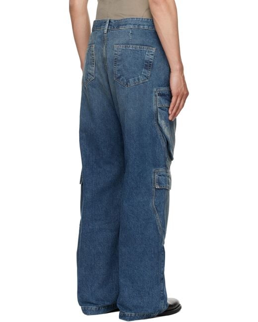 メンズ Rick Owens インディゴ Hollywood Double カーゴジーンズ Blue