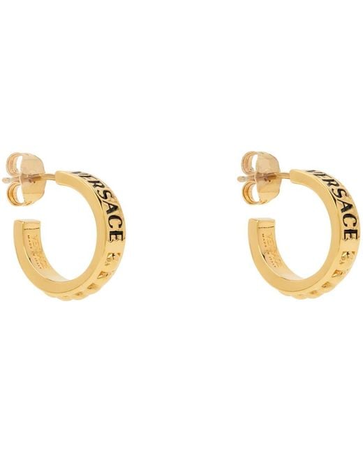 Versace Black Gold Logo Hoop Earrings for men