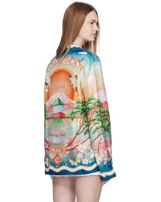 Chemise À Manches Longues Multicolore En Soie À Imprimé Casablanca