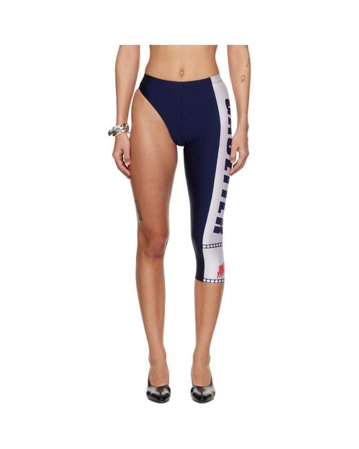 Jean Paul Gaultier Blue Asymetric Cyclist Printed 'Junior Gaultier' Leggings