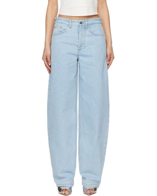 Mugler Blue Laced-Up Wide-Leg Jeans