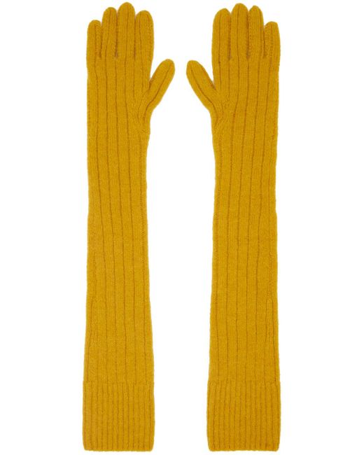 Dries Van Noten Yellow Long Gloves
