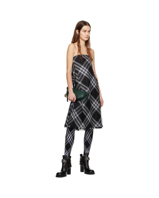 Burberry Black Midi Dress With Check Pattern