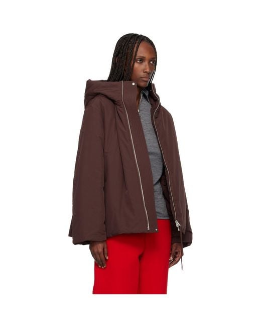 Jil Sander Red Burgundy Taffeta Down Jacket